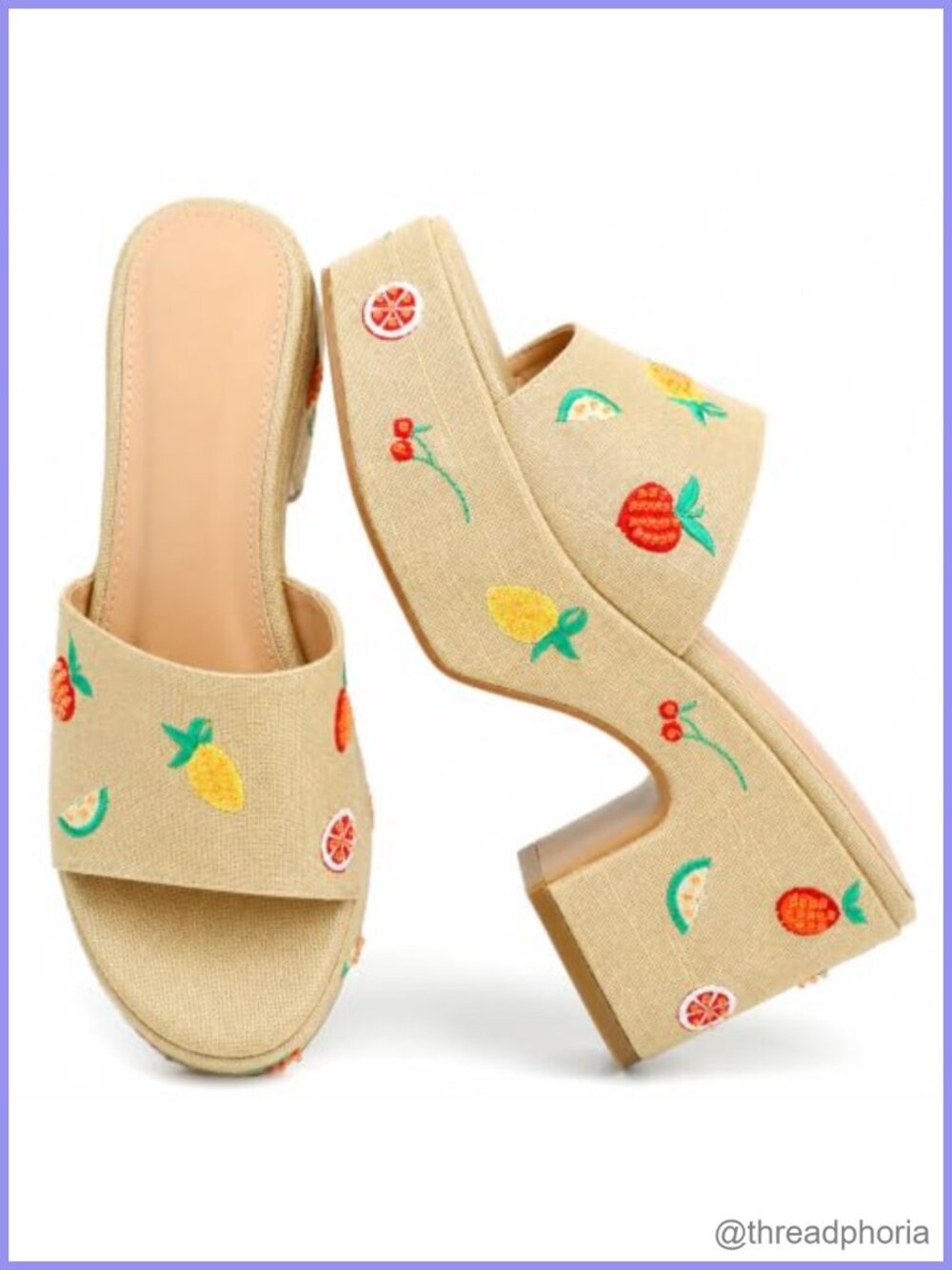 Raffia Platform Wedge Mule Sandals Open Toe Slip On Summer